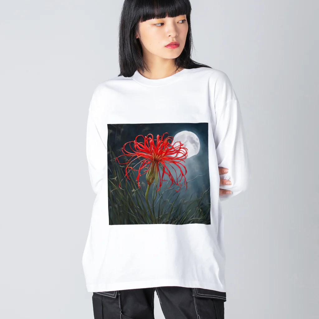 Dorara14の月夜と彼岸花 ビッグシルエットロングスリーブTシャツ