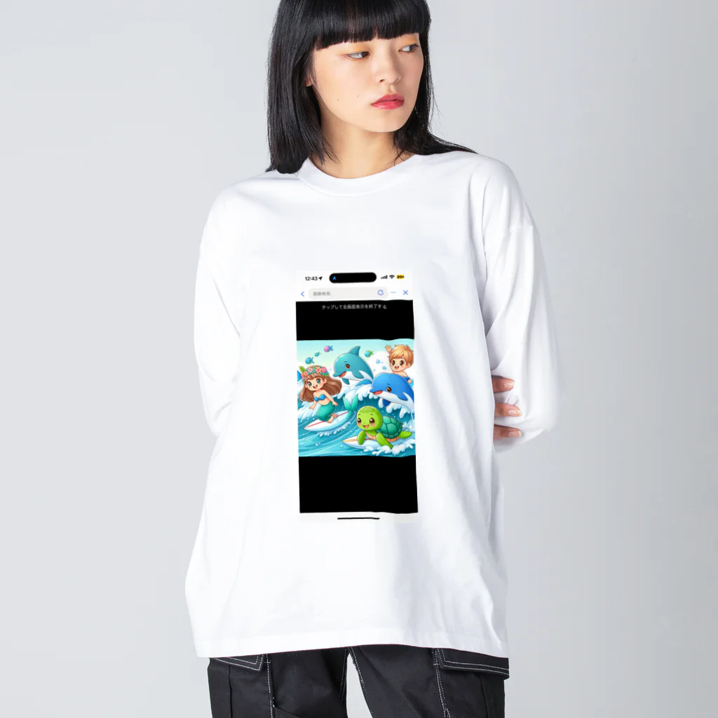 波乗り南国🏝️の波乗りスイマ〜 ビッグシルエットロングスリーブTシャツ