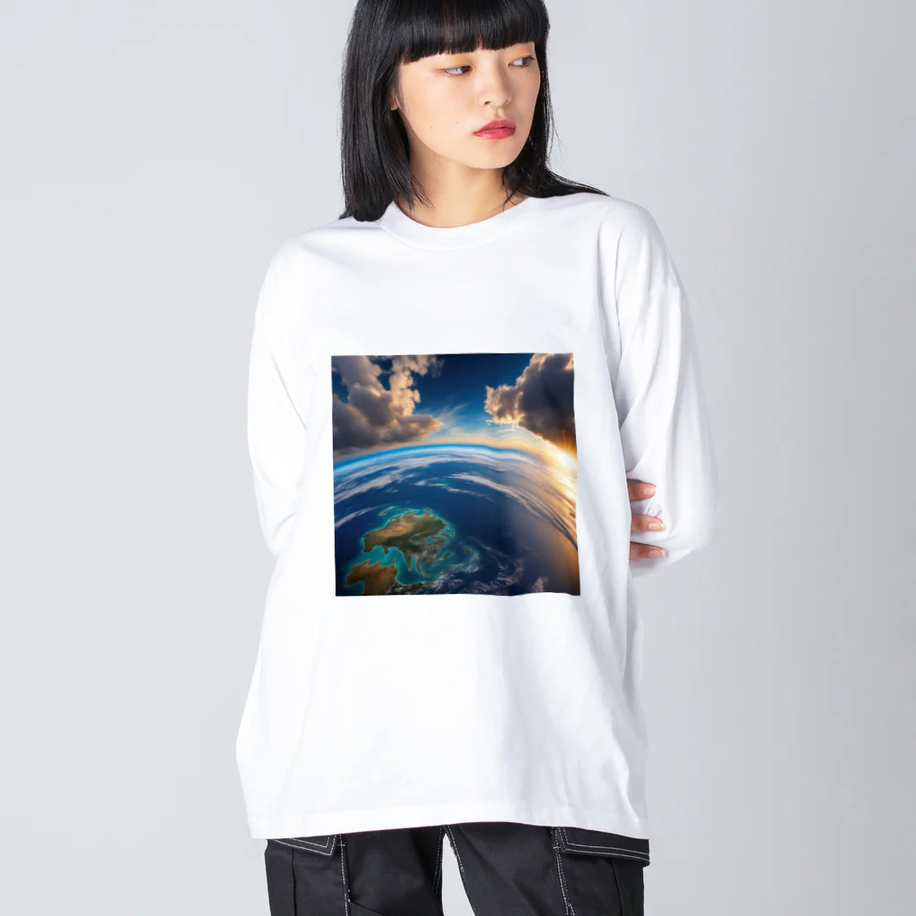 Harunashopの🌎美しい地球🌍 ビッグシルエットロングスリーブTシャツ