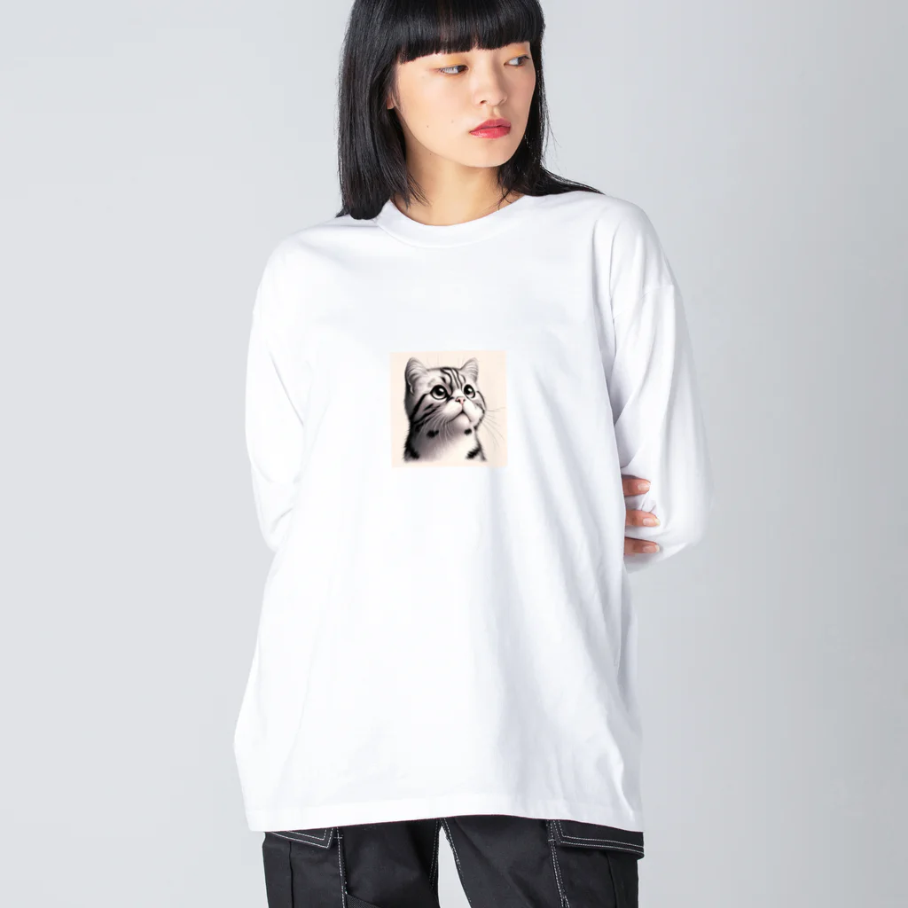 獣医学生の高橋さんの斜め上を見る猫 Big Long Sleeve T-Shirt