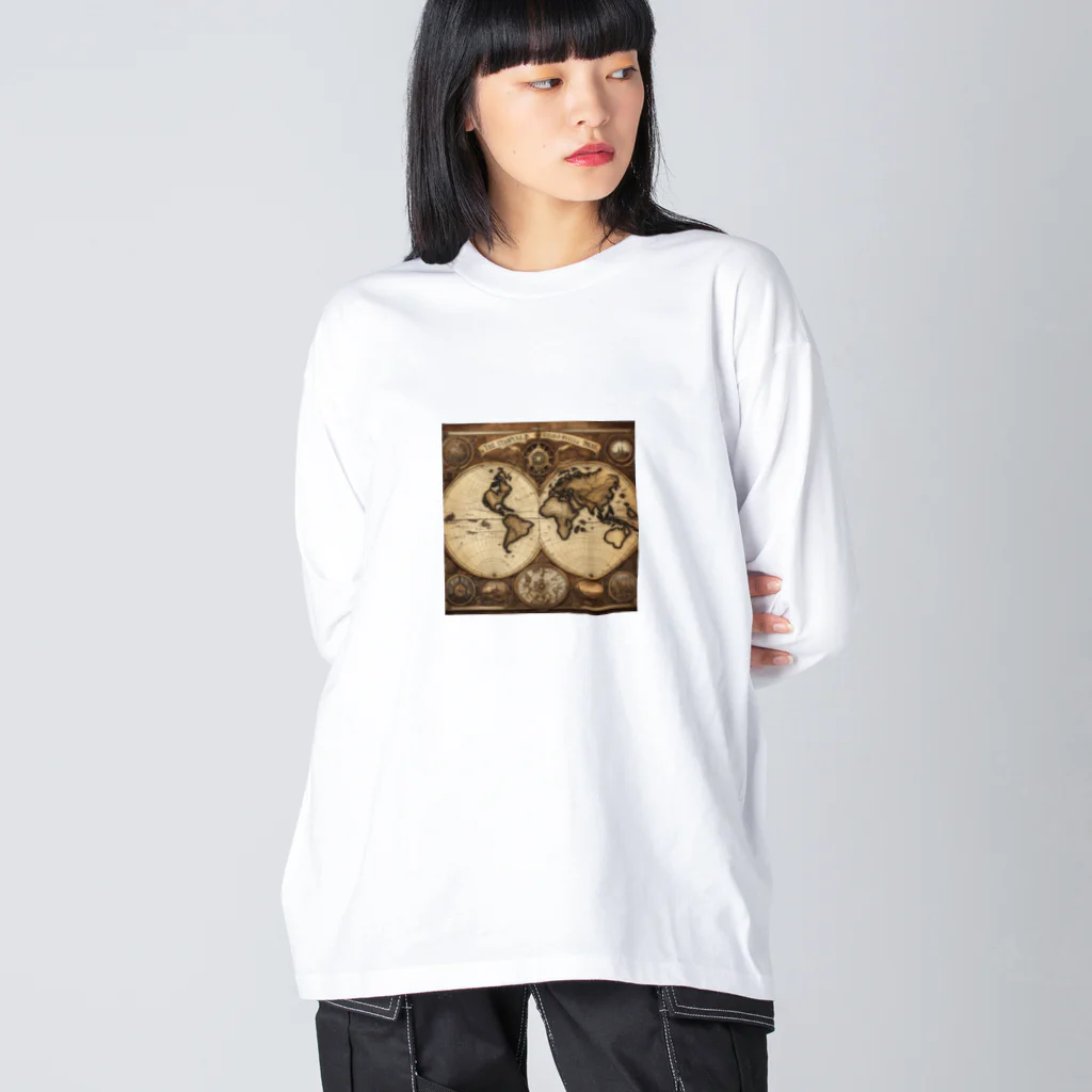 Steampunk Creations屋のスチームパンク世界地図 Big Long Sleeve T-Shirt