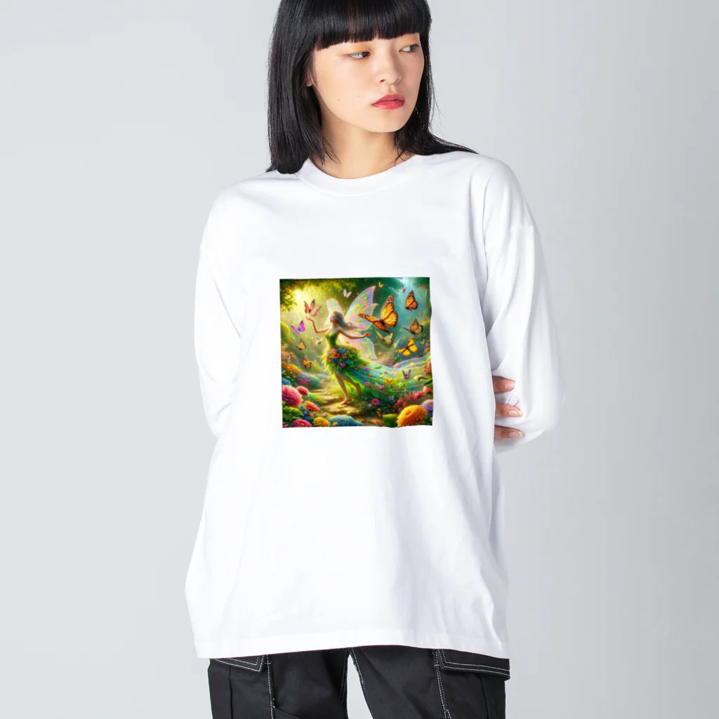 yukie8139の妖精と蝶々 ビッグシルエットロングスリーブTシャツ