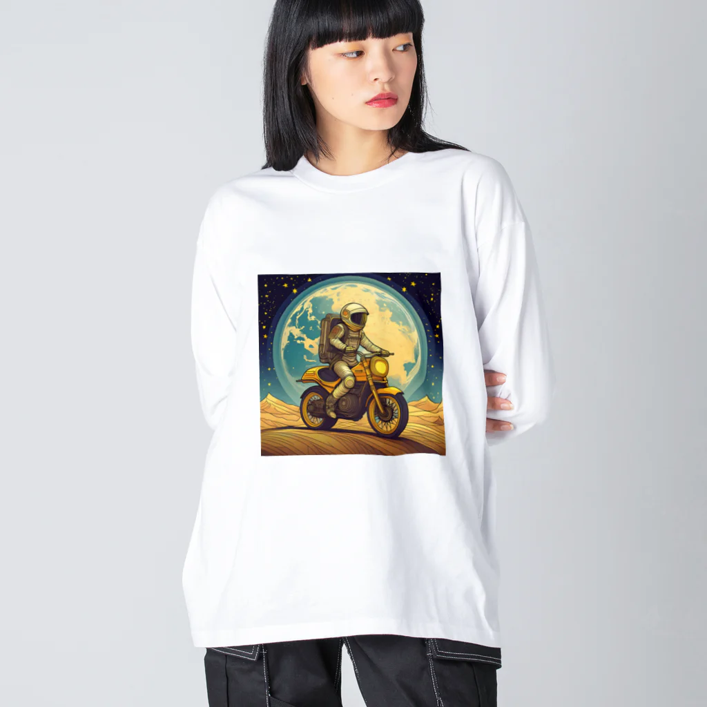 shime_savaの月面バイク乗り ビッグシルエットロングスリーブTシャツ