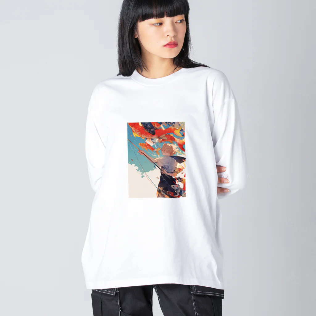 AQUAMETAVERSEの鯉のぼりを操る男の子　ラフルール　1859 Big Long Sleeve T-Shirt