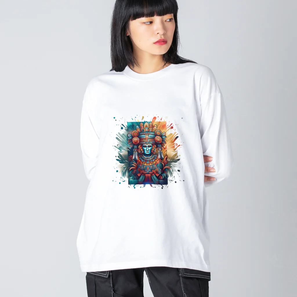 shime_savaのアステカあたりの雨の神様 ビッグシルエットロングスリーブTシャツ