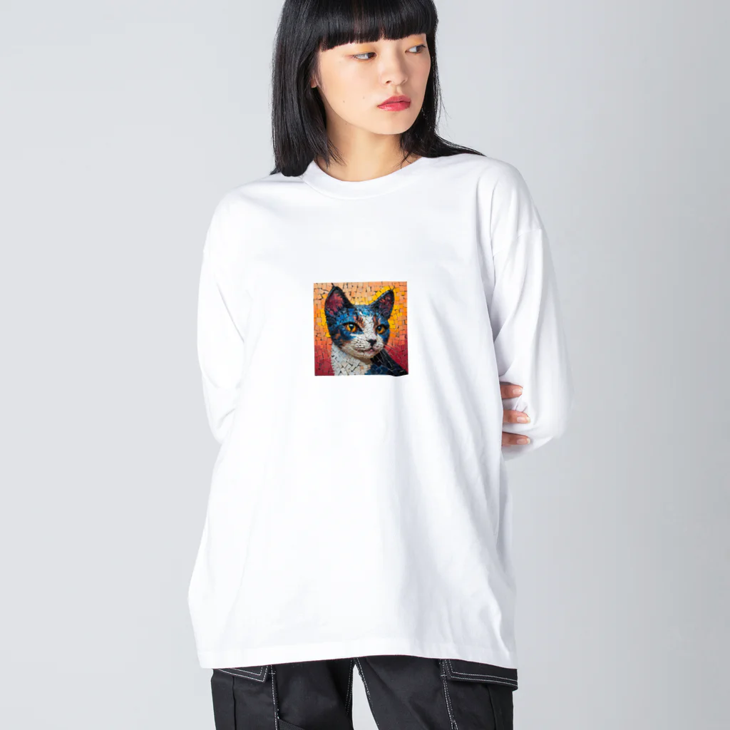 TubuTechのモザイク ブルーキャット Big Long Sleeve T-Shirt