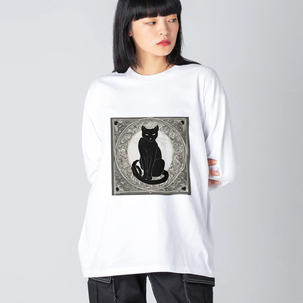 動物デザイングッズの黒猫 Big Long Sleeve T-Shirt