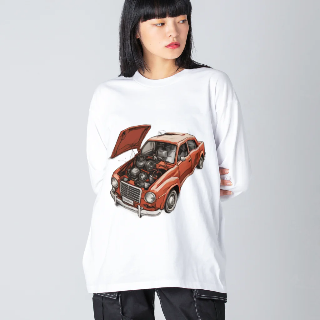 River book designのスポーティな赤い車がセンターに駐車。 Big Long Sleeve T-Shirt