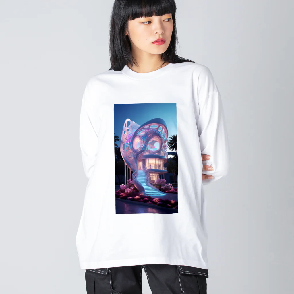 AQUAMETAVERSEの幻想的なお家アメジスト2846 ビッグシルエットロングスリーブTシャツ