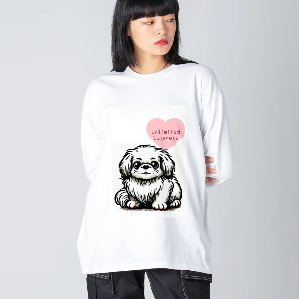 m_uu33ショップの可愛いペキニーズ ビッグシルエットロングスリーブTシャツ