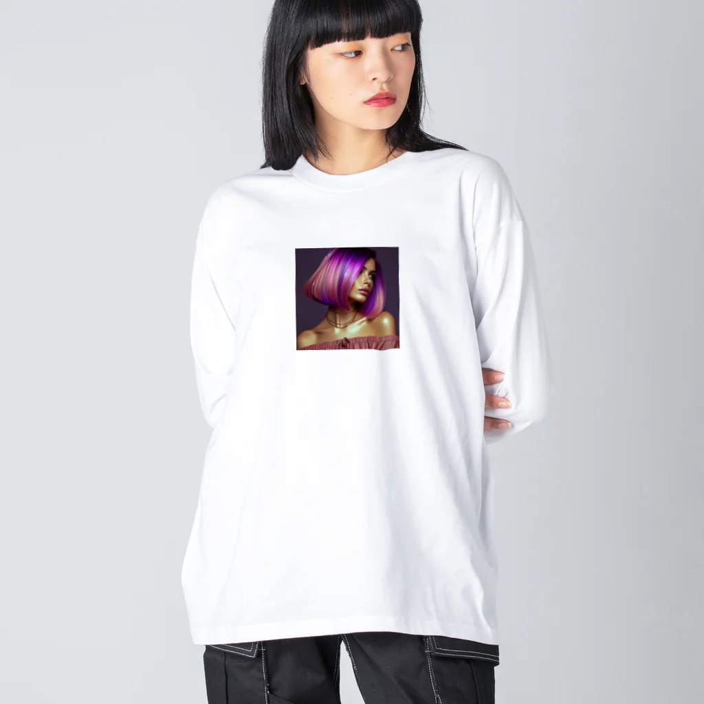 Harukiworksのパープルガール Big Long Sleeve T-Shirt