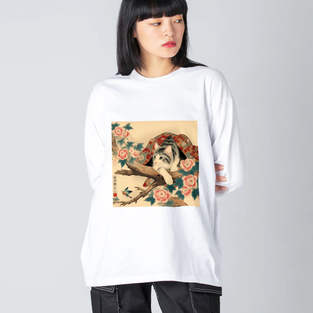 猫LOVE items Noahの猫LOVE items 鯖虎かくれんぼ ビッグシルエットロングスリーブTシャツ