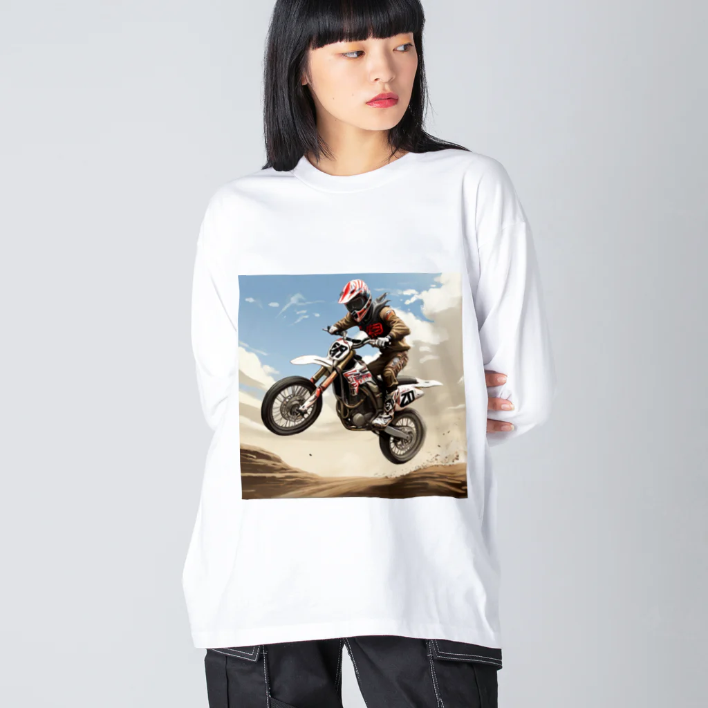 Bikers' Galleryのモトクロス ジャンプシーン アート オフロード バイク Big Long Sleeve T-Shirt