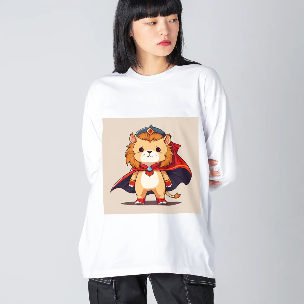 ganeshaのスーパーヒーローのマントを着たかわいいライオン Big Long Sleeve T-Shirt