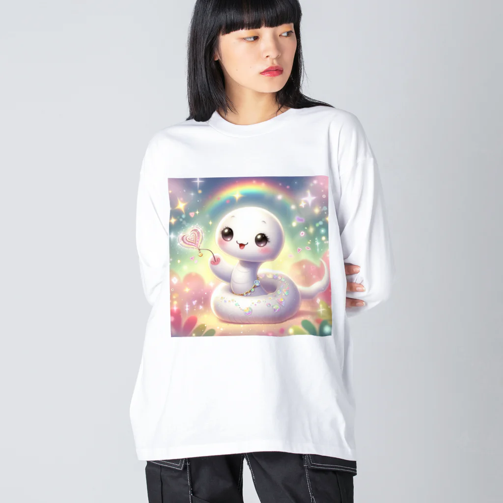 幸運アイテムデポの金運アップのファンシー白蛇ちゃん Big Long Sleeve T-Shirt