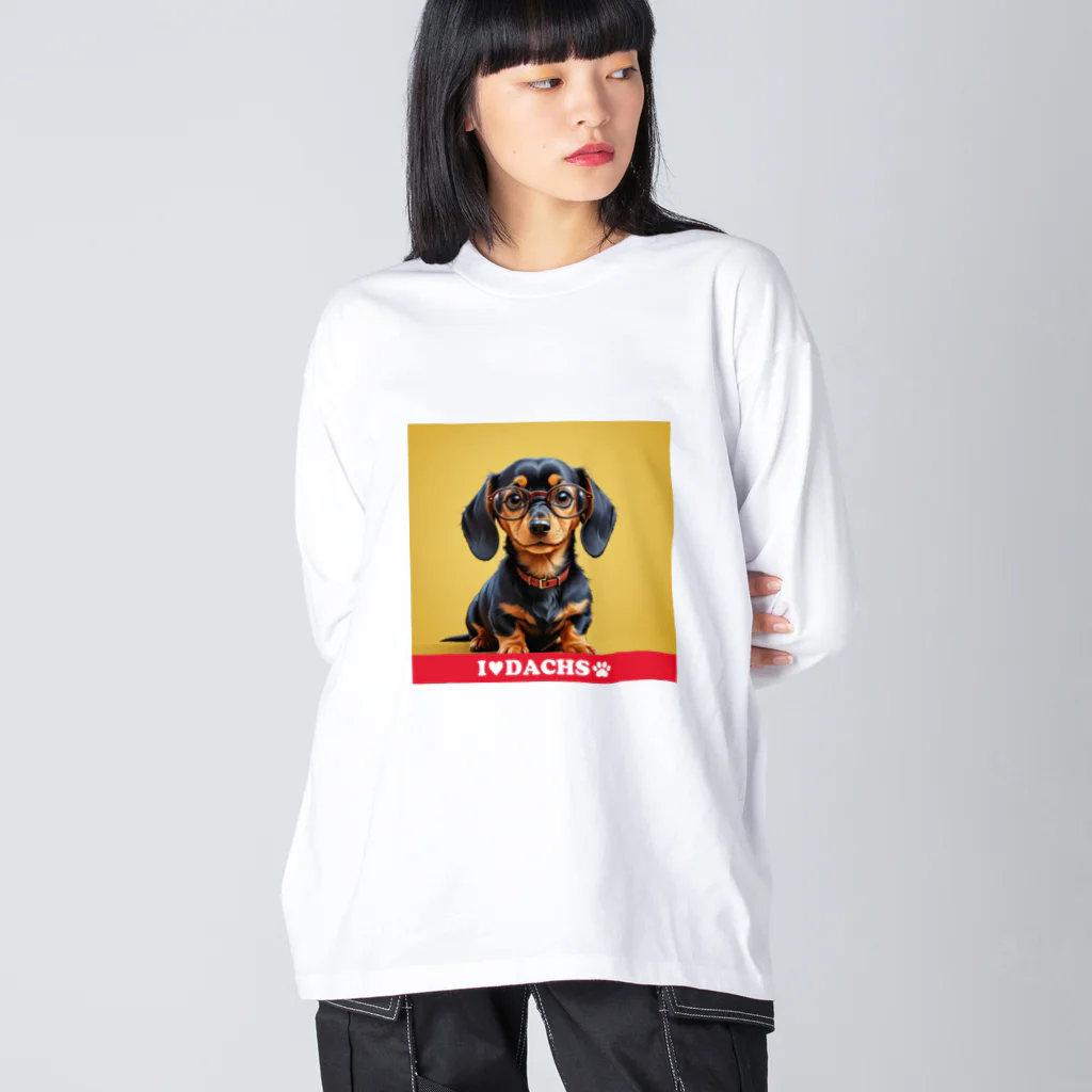 Design.DachsのI LOVE DACHS_02 ビッグシルエットロングスリーブTシャツ