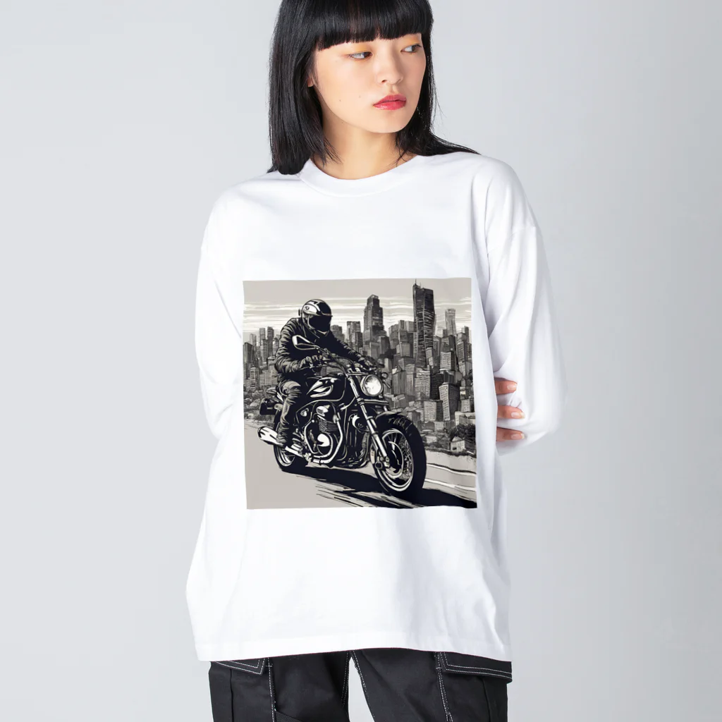 the blue seasonの都市の鼓動を感じるライド ビッグシルエットロングスリーブTシャツ