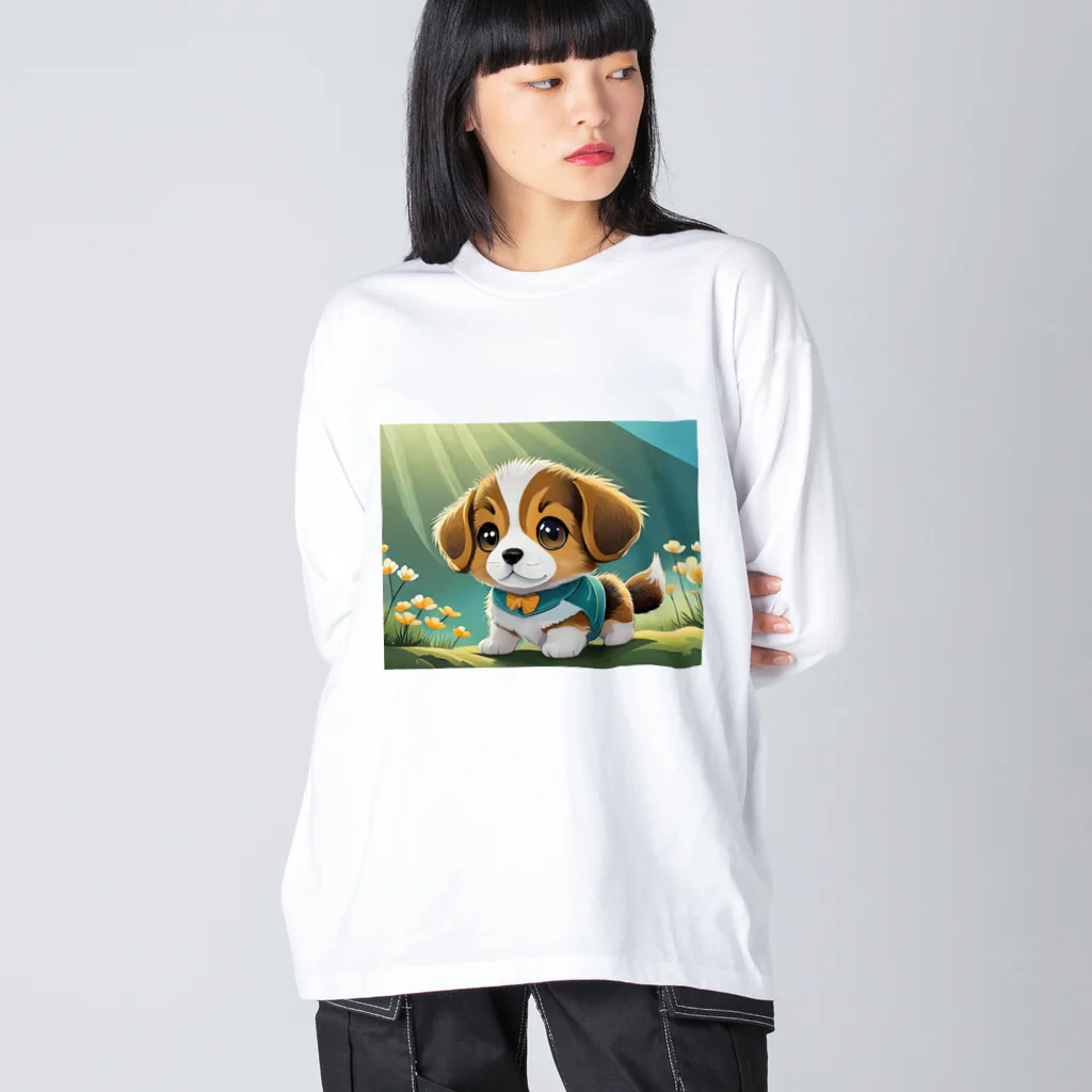 InkCraftsのかわいい子犬 ビッグシルエットロングスリーブTシャツ