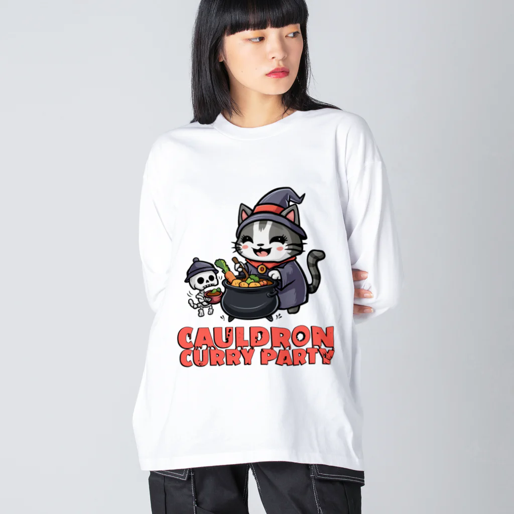 Stylo Tee Shopのネクロマンサーのネコさんのカレーパーティー ビッグシルエットロングスリーブTシャツ