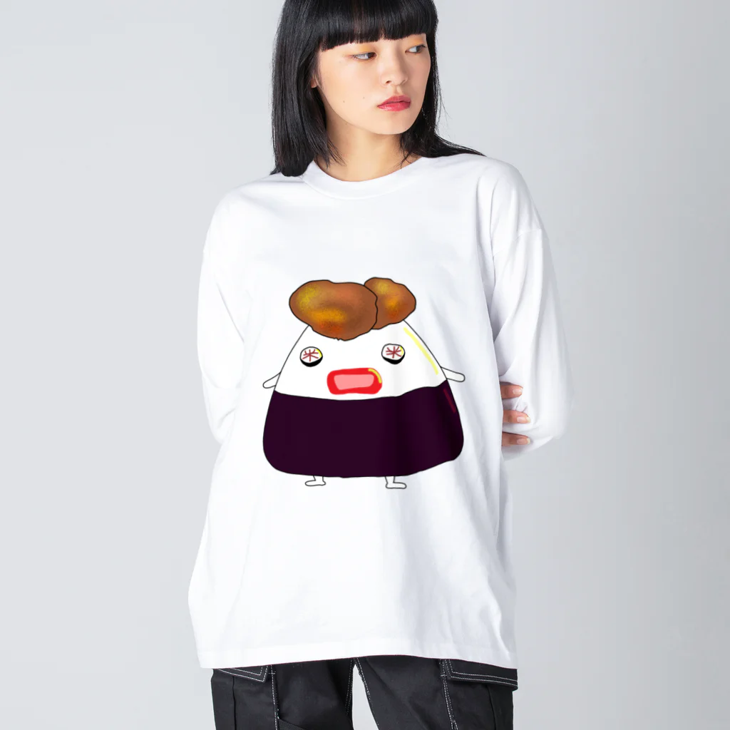 作りかけのたい焼きのからあげのおにぎり🍙 ビッグシルエットロングスリーブTシャツ