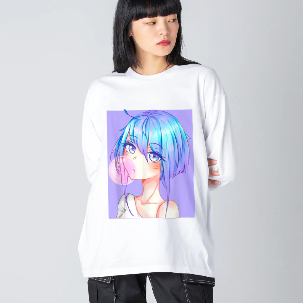 World_Teesのバブルガムを噛むアニメガール 日本の美学 アニメオタク Big Long Sleeve T-Shirt