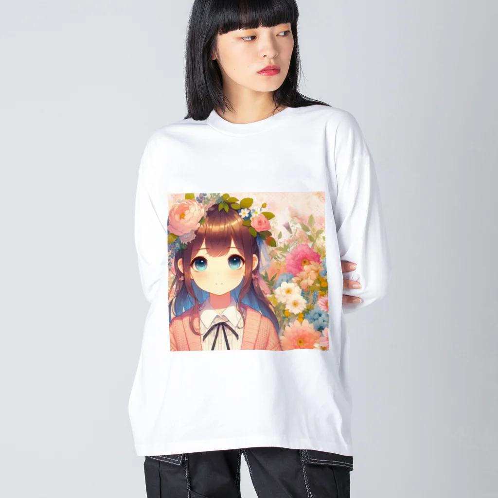 ピクセルパレットの可愛い女の子とお花10 Big Long Sleeve T-Shirt