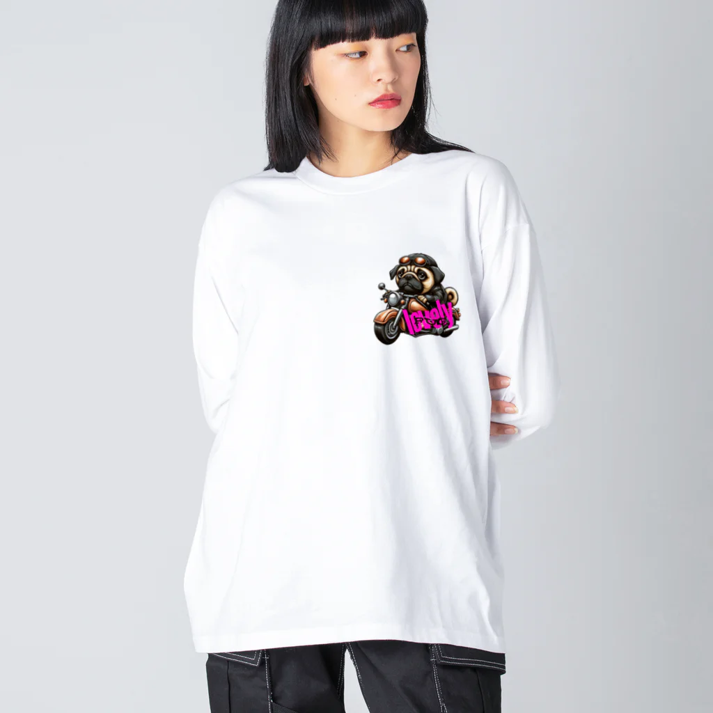 ふんわか ぷにゅのラブリーパグ ビッグシルエットロングスリーブTシャツ