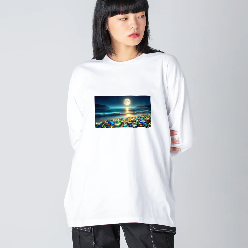 yunakiziの夜に輝くシーガラス ビッグシルエットロングスリーブTシャツ