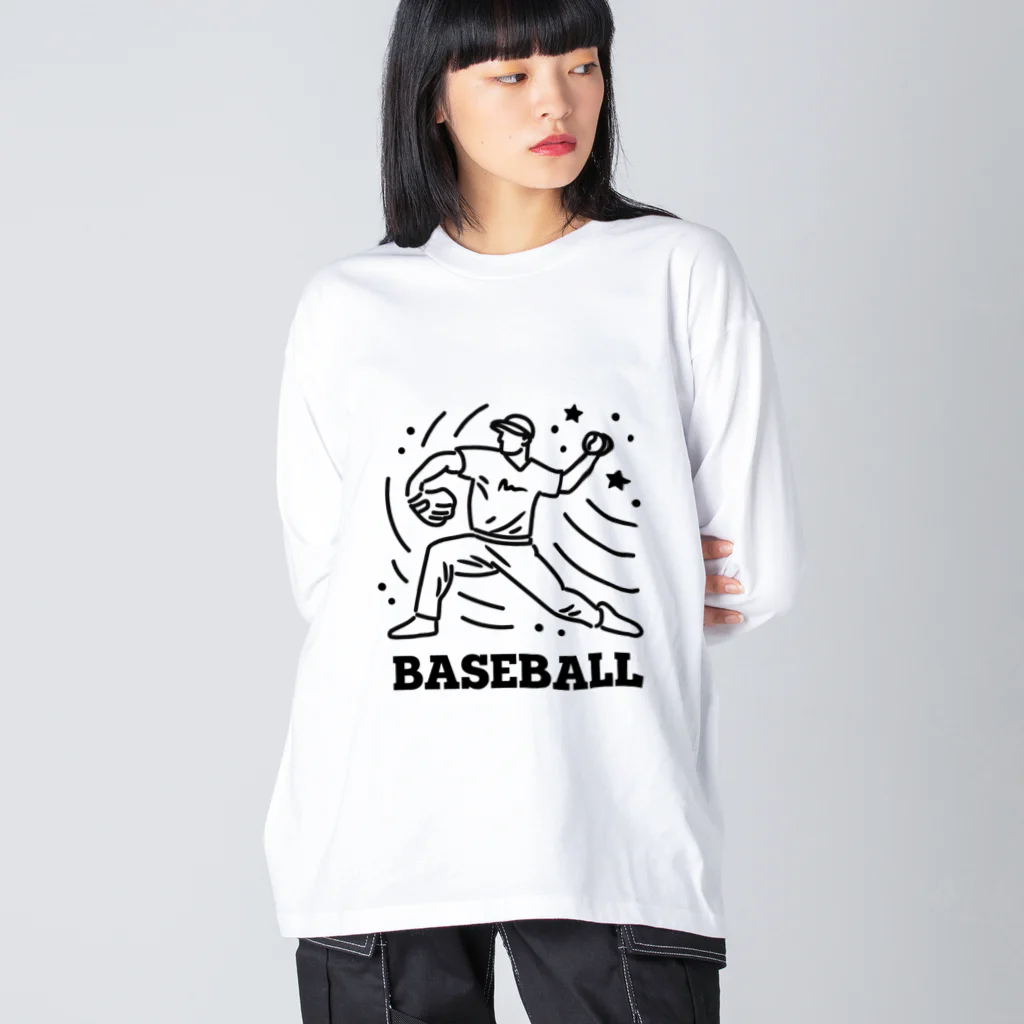 nndesignのBASEBALL LEFT PITCHER Big Long Sleeve T-Shirt