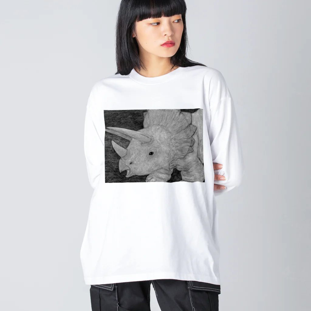 つぎのトリケラトプス　モノクロ Big Long Sleeve T-Shirt