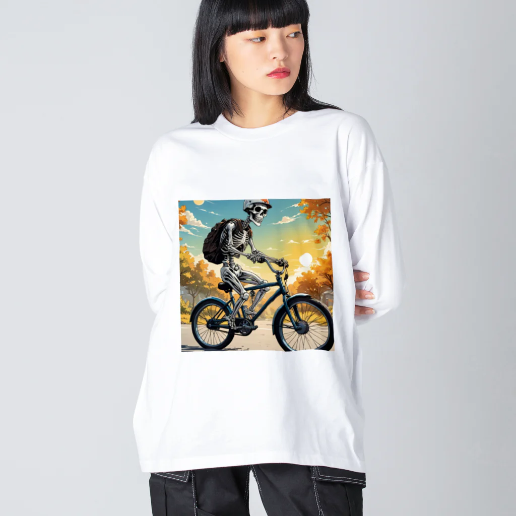 nao-tommyのポタリング中の骸骨 Big Long Sleeve T-Shirt