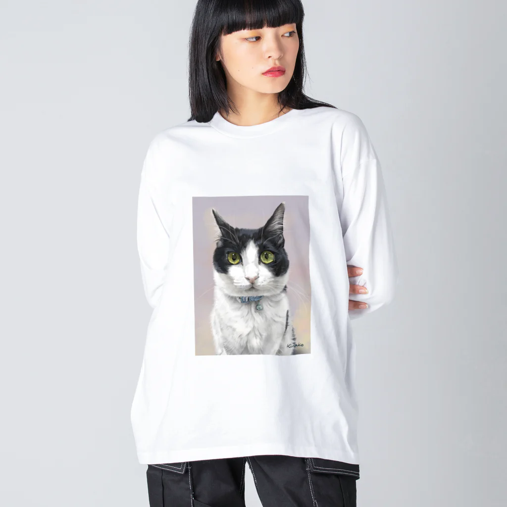 kinako-japanのハチワレ　凪ちゃん ビッグシルエットロングスリーブTシャツ