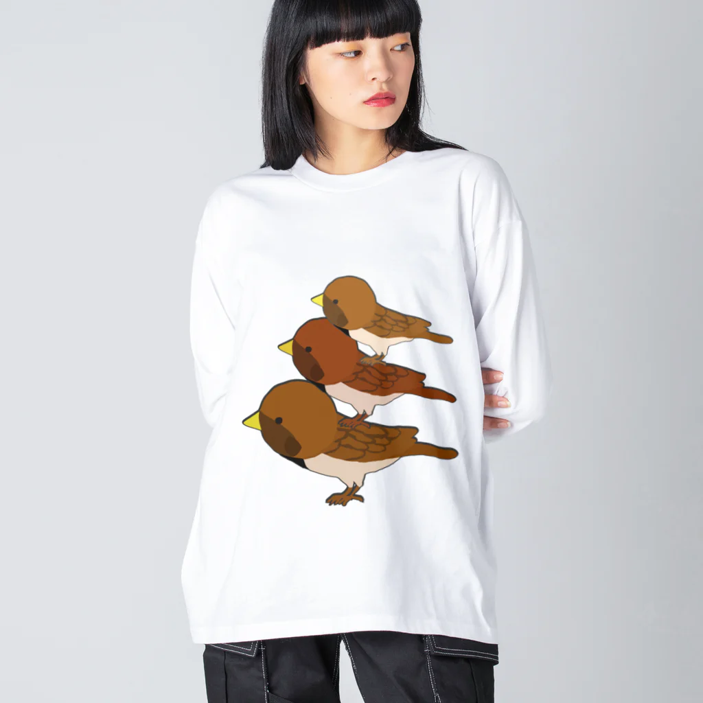 chicodeza by suzuriのすずめタワー Big Long Sleeve T-Shirt