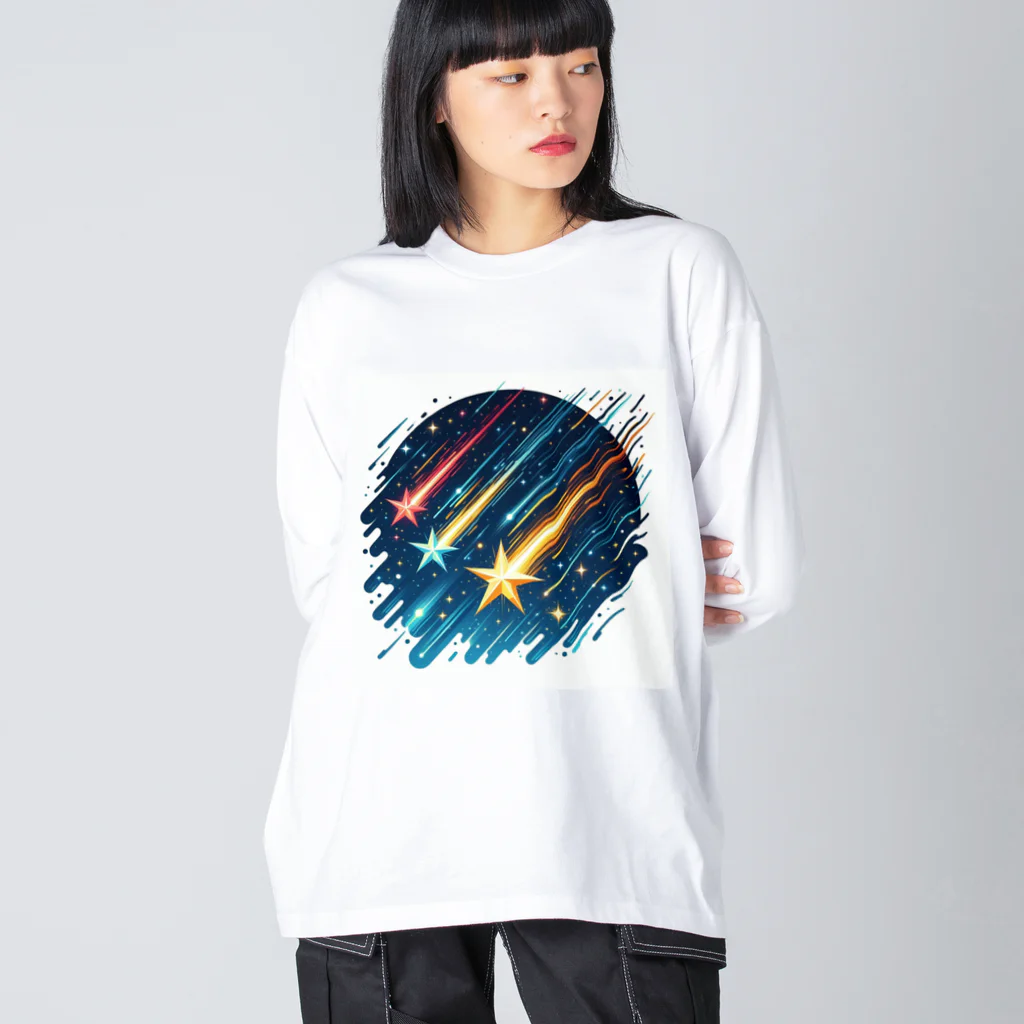 Mizのゆるハウスの3つの流れ星 ビッグシルエットロングスリーブTシャツ