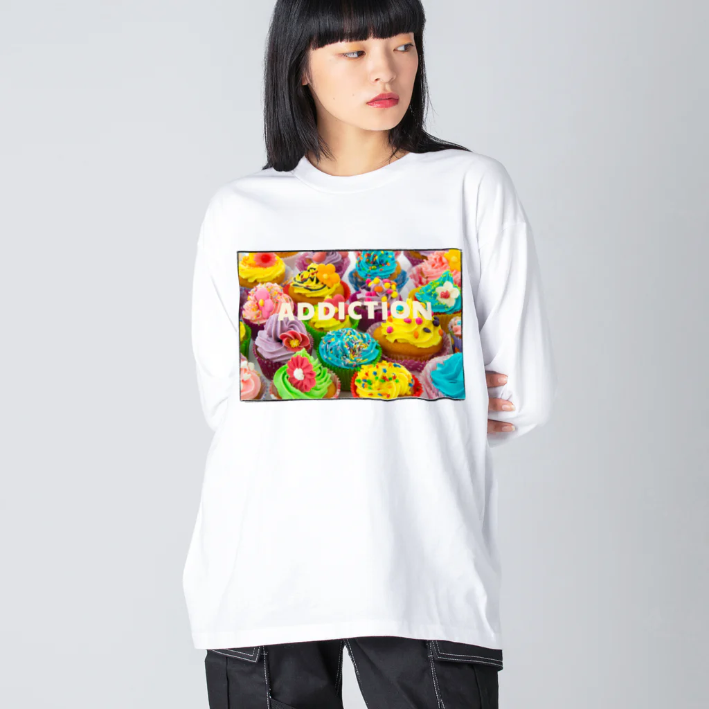 HappyFaceMarketのカップケーキ中毒アディクション Big Long Sleeve T-Shirt