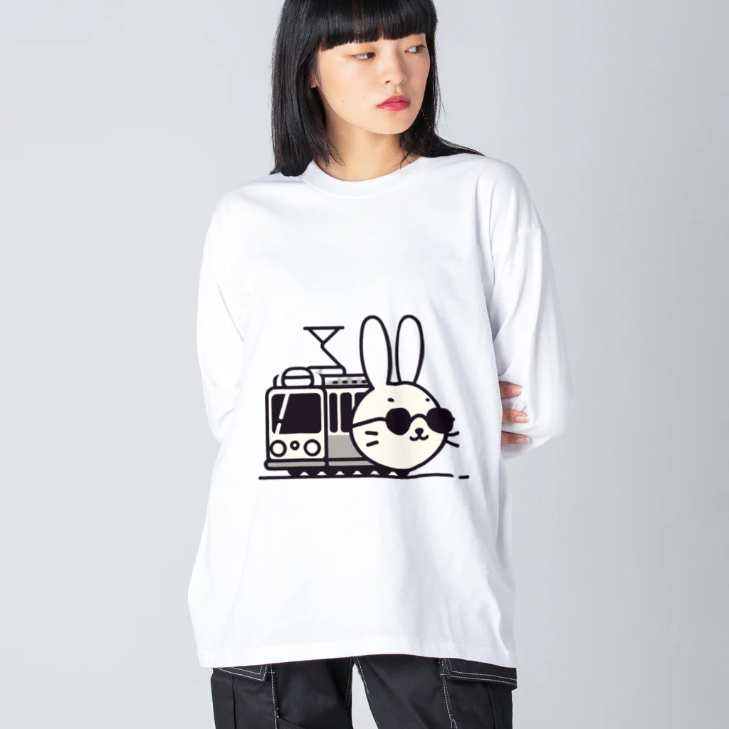 BOSATUの電車に乗ったうさぎ Big Long Sleeve T-Shirt