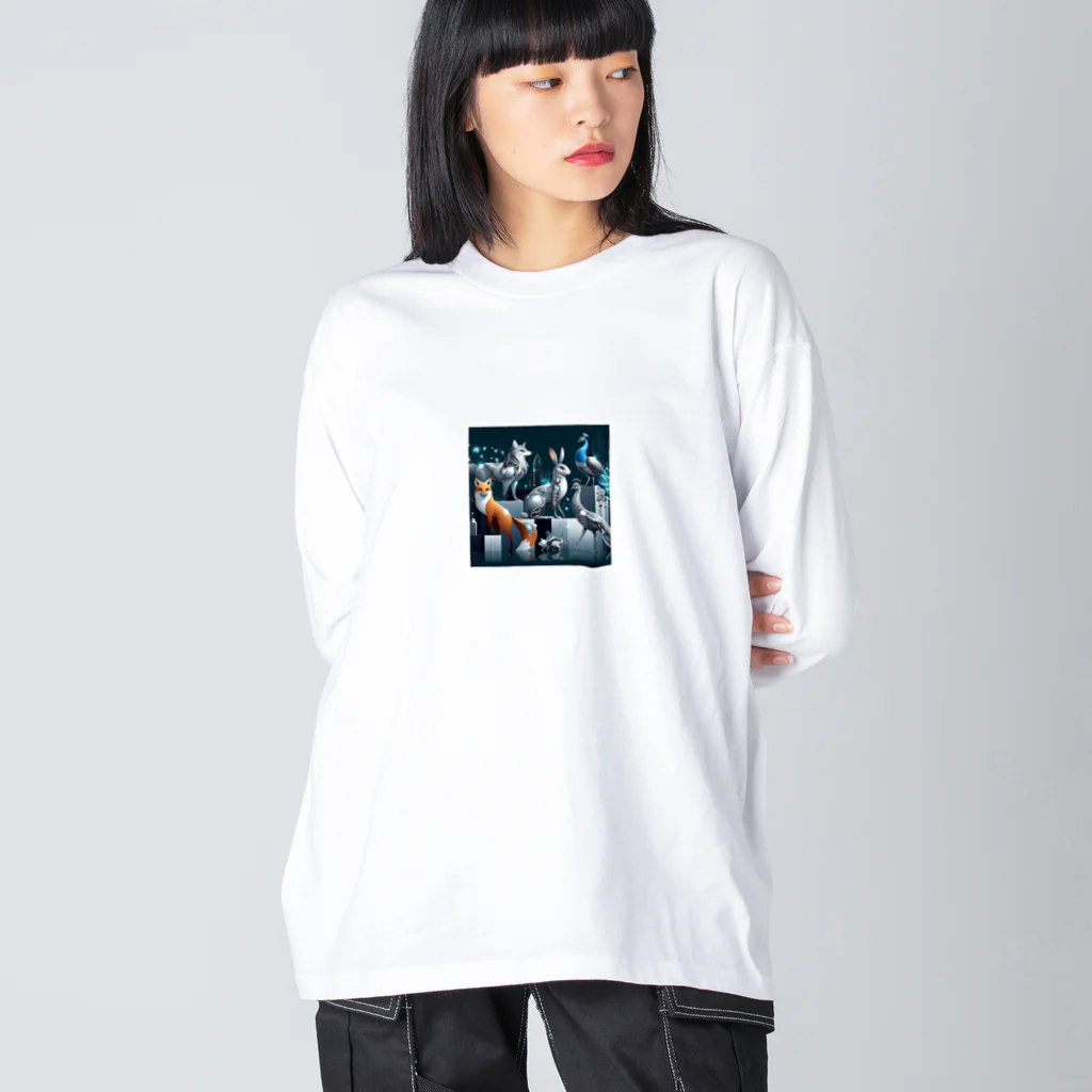 Animal_hero-457_AsukaYamamotoの未来をイメージさせるアニマルたち🐾✨ ビッグシルエットロングスリーブTシャツ