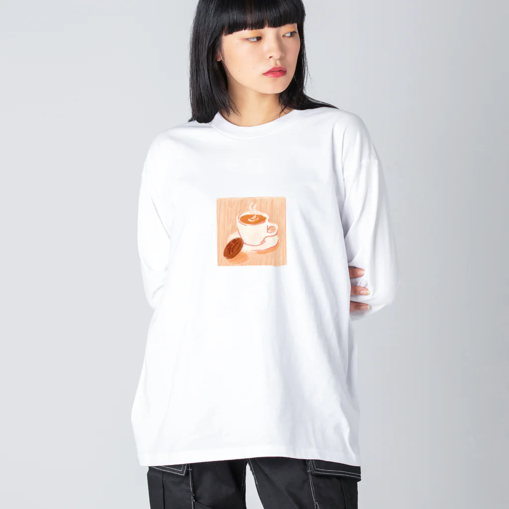 Sikisiyoのレトロ風なコーヒーイラストグッズ ビッグシルエットロングスリーブTシャツ