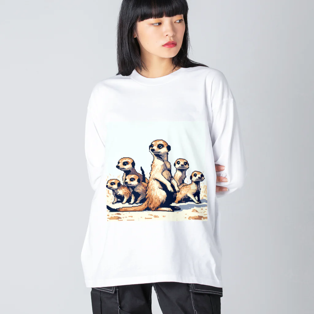 DotAnimalsのドットミーアキャット_ファミリー Big Long Sleeve T-Shirt