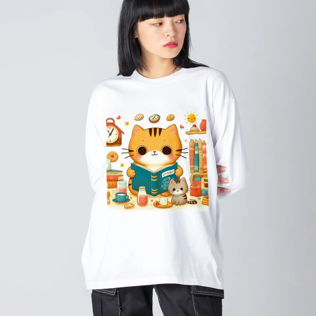 Rパンダ屋の「読書猫」グッズ Big Long Sleeve T-Shirt