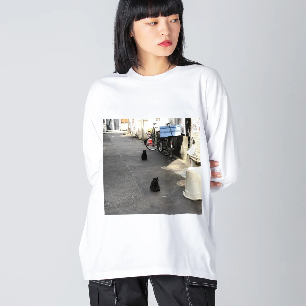 やんばるたの黒猫三連星 路地 Big Long Sleeve T-Shirt