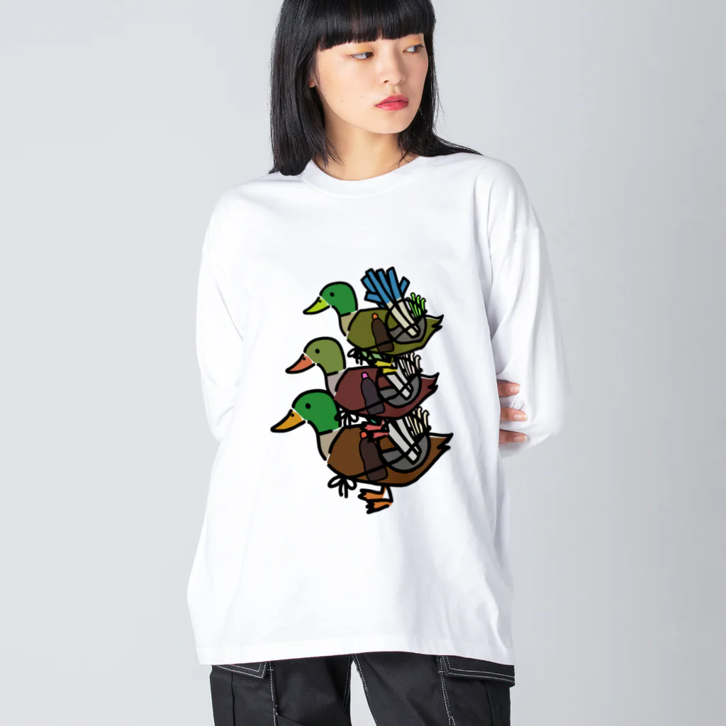 chicodeza by suzuriのカモネギタワー ビッグシルエットロングスリーブTシャツ