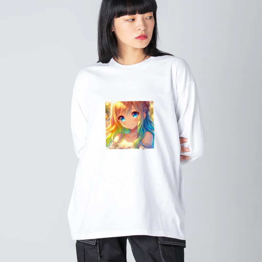 終わらない夢🌈の優しく微笑む少女💞 ビッグシルエットロングスリーブTシャツ