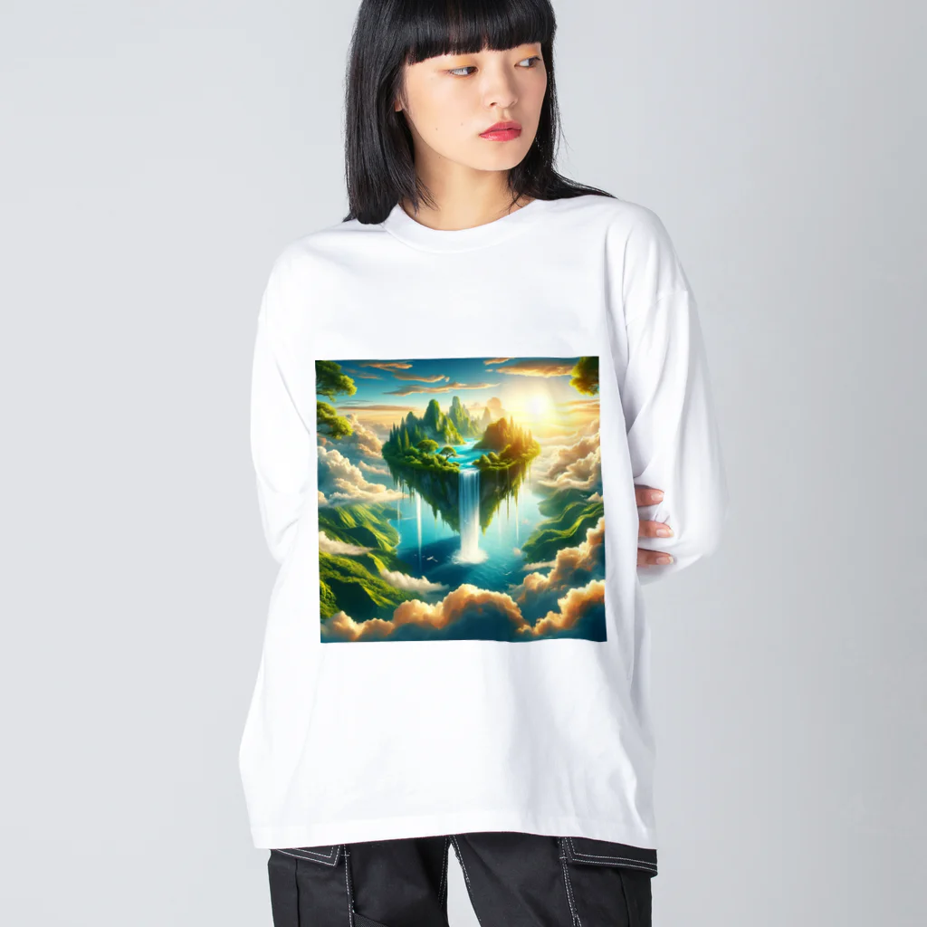 DQ9 TENSIの空高く浮かぶ伝説の島 ビッグシルエットロングスリーブTシャツ