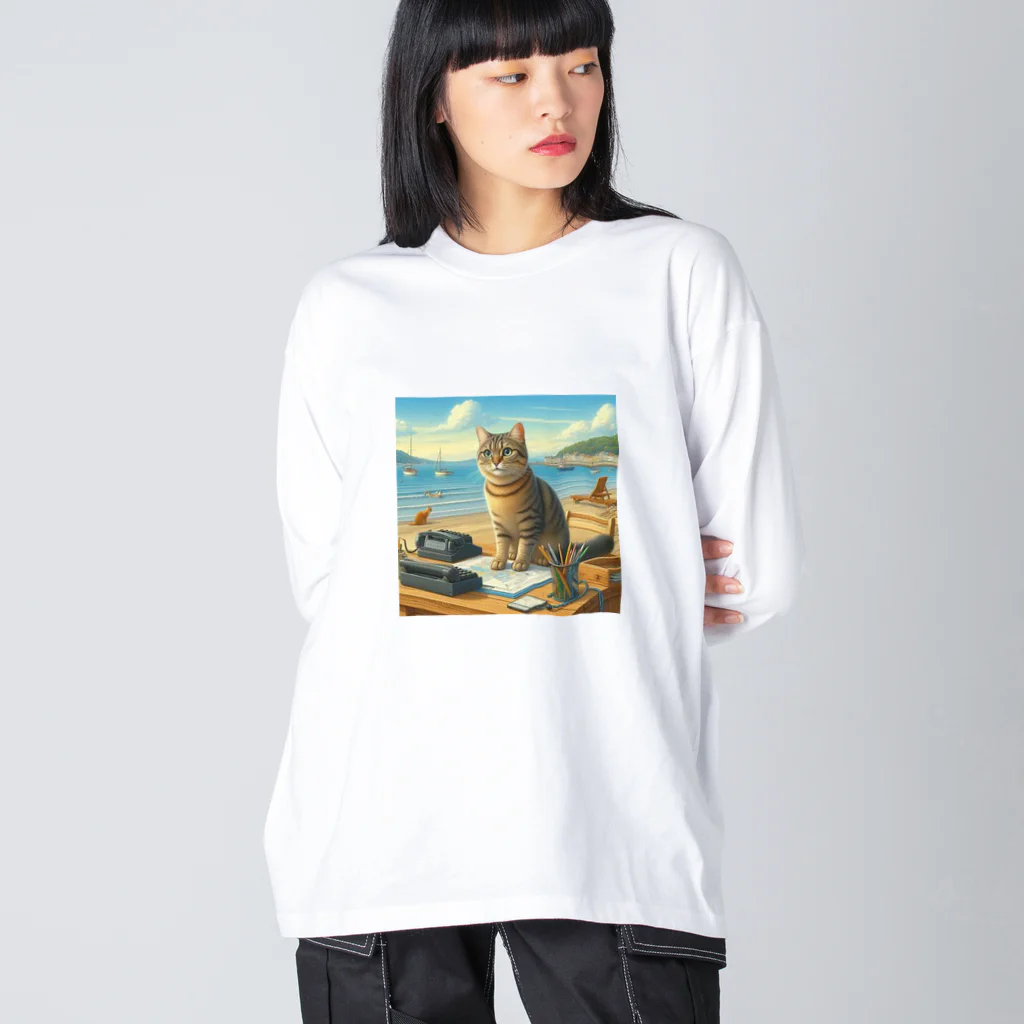 peace2024の海辺の仕事猫 Big Long Sleeve T-Shirt