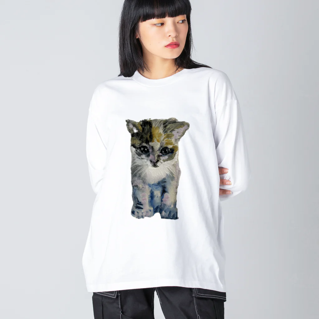 青い猫の真白 Big Long Sleeve T-Shirt