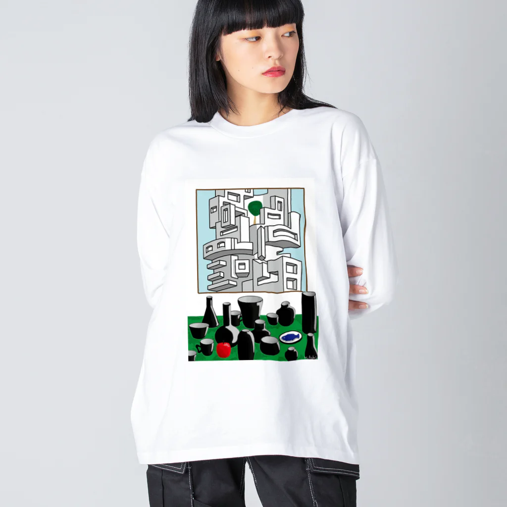 Noedewamaiの建築と瓶、置物など ビッグシルエットロングスリーブTシャツ