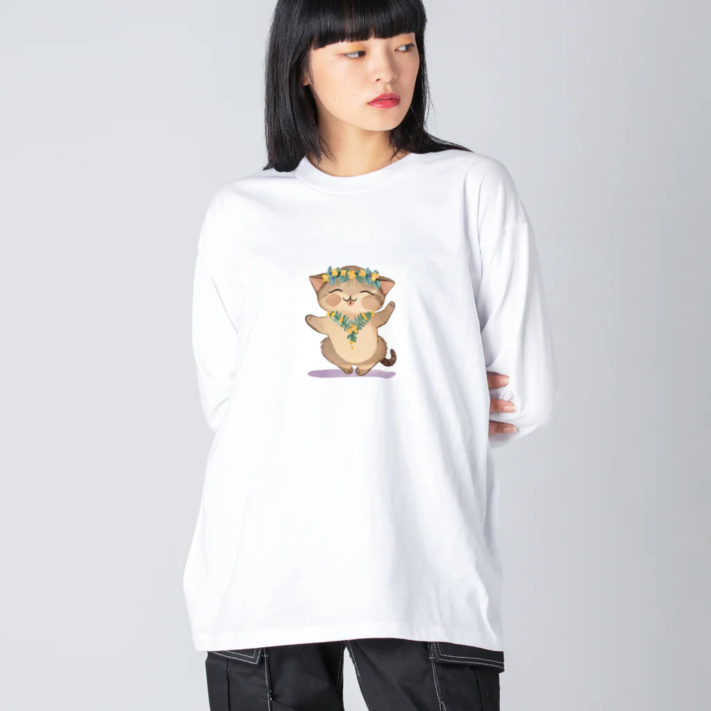 ハワイライフのアロハねこ Big Long Sleeve T-Shirt