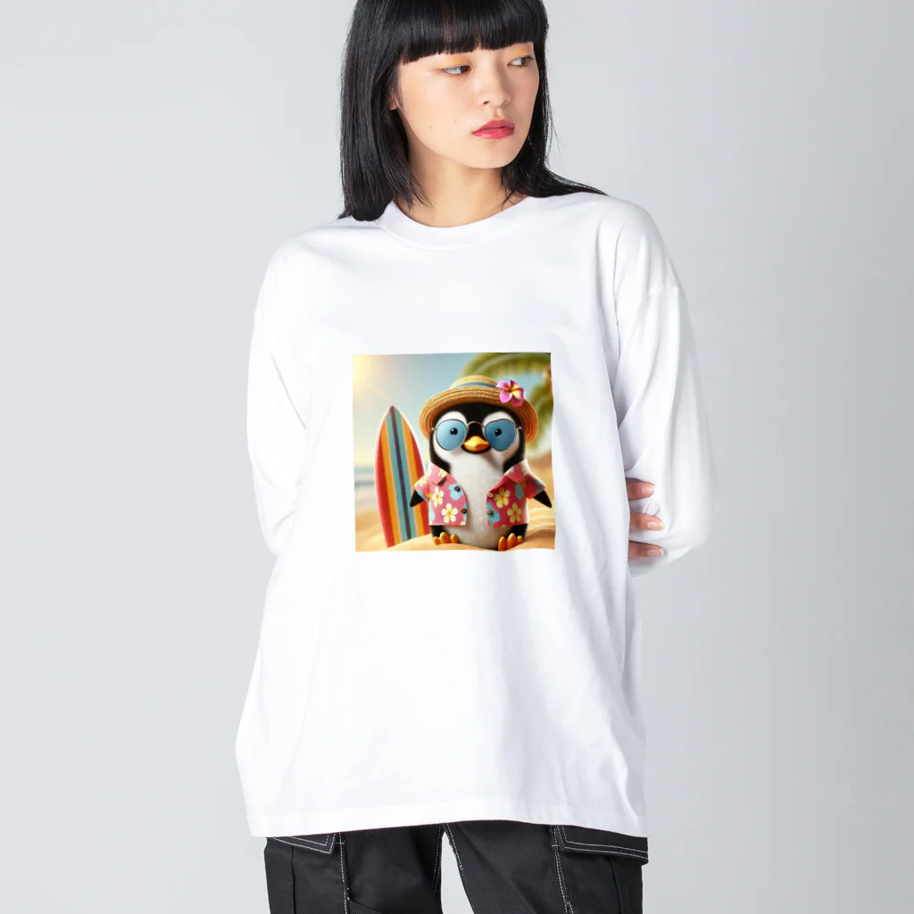 akinyan3128の南国のペンギンさん ビッグシルエットロングスリーブTシャツ