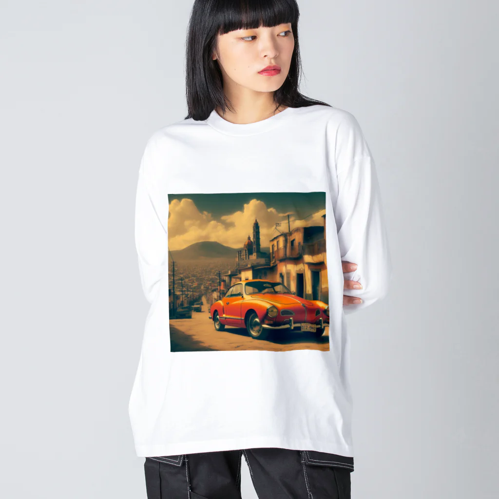 aircooled3のレトロなワーゲン スポーツカー メキシコの町並み オレンジ Big Long Sleeve T-Shirt